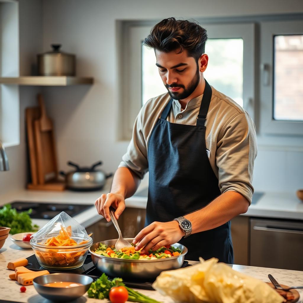 Verified cook preparing meal